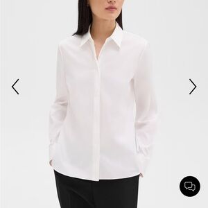 Theory White Button-Up Blouse